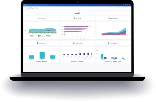 A laptop showing insights from an Anaplan dashboard